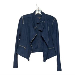 Torrid Faux Suede Cropped Moto Jacket Navy Size 00